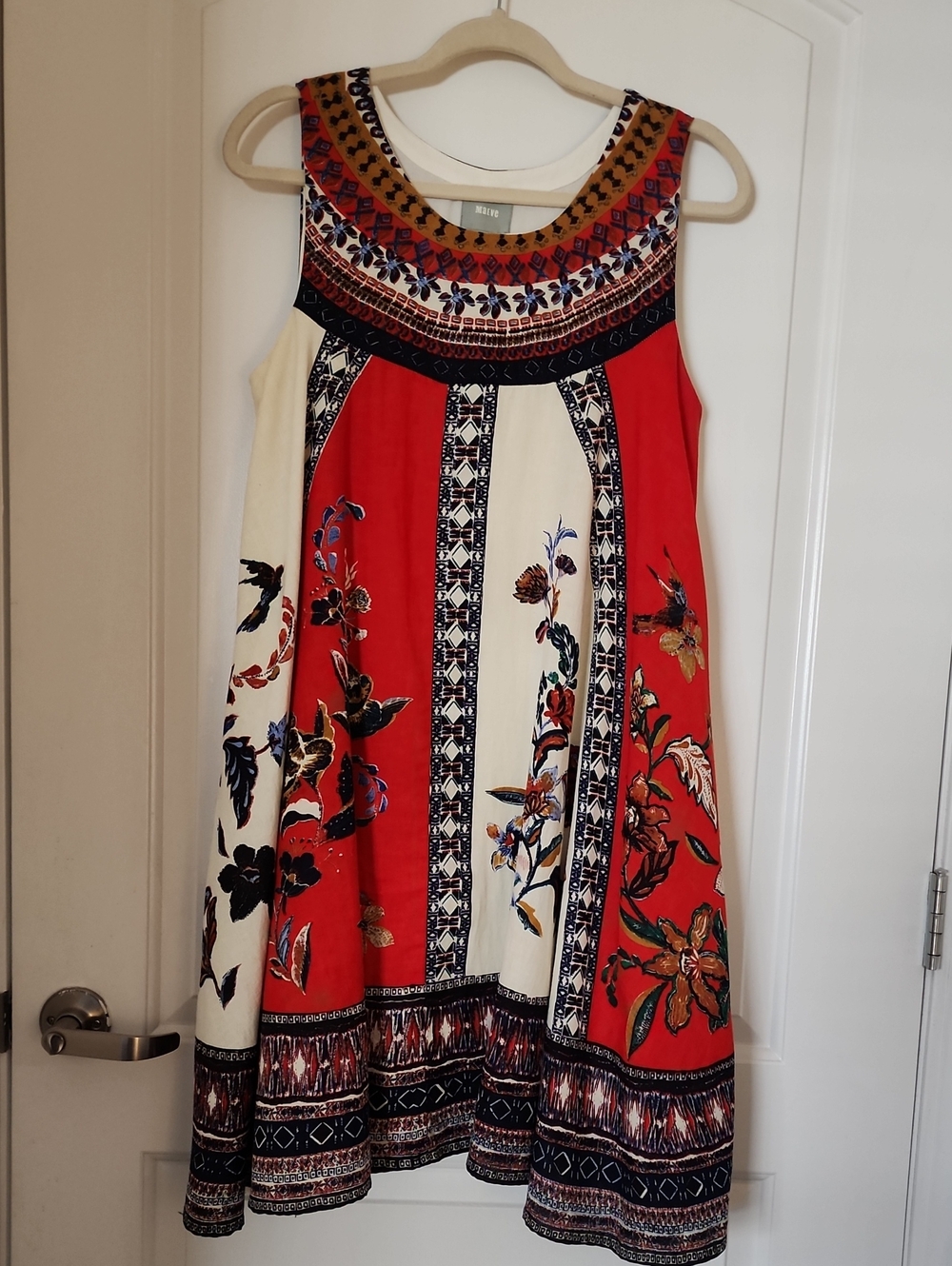Maeve Red & Cream Floral Sleeveless A-Line Dress